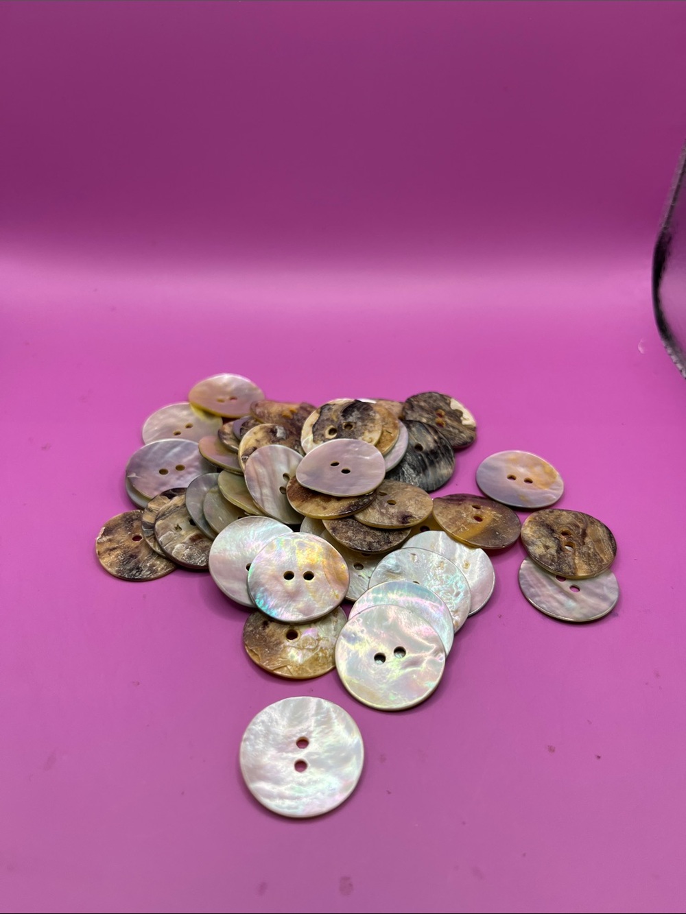 Vintage Shell Buttons Lot -Iridescent Sewing Buttons ,Beige ,Taupe & Brown